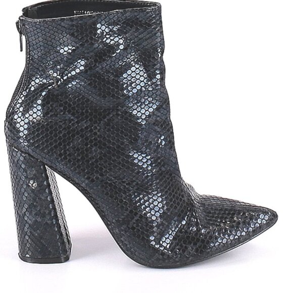 BOOHOO BOOTIES SNAKESKIN PRINT  BLOCK HEEL  SIZE 8 - Picture 1 of 4